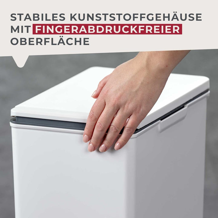 Fackelmann OSLO Touch Abfallsammler 40L, Weiss – Ideal als Mehrfachsammler, leicht & robust mit sanf