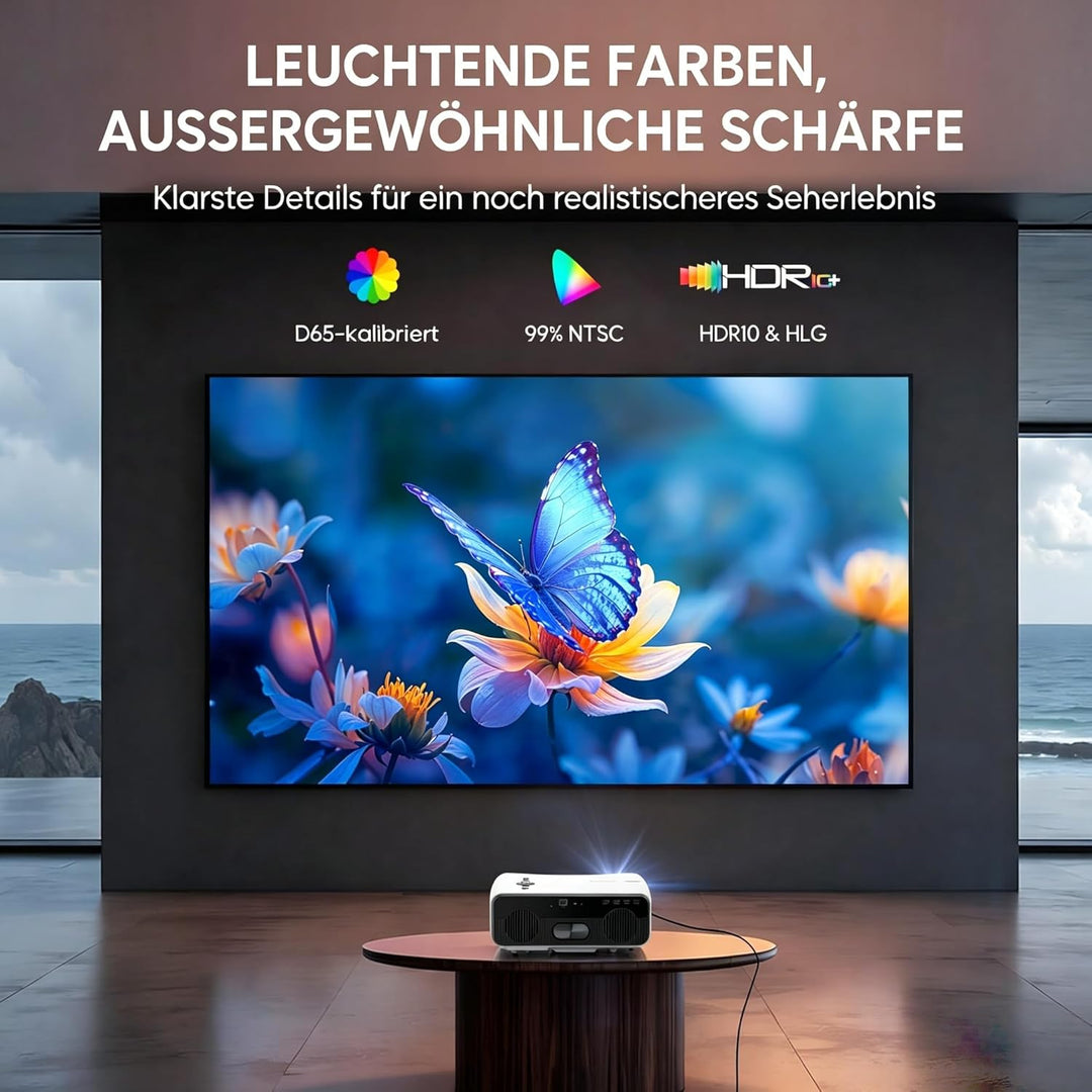 4K UHD Smart Beamer[Netflix] Tageslichttauglich 2400 ANSI mit HDR10+ AI-PQ Bildoptimierung, ToF Auto