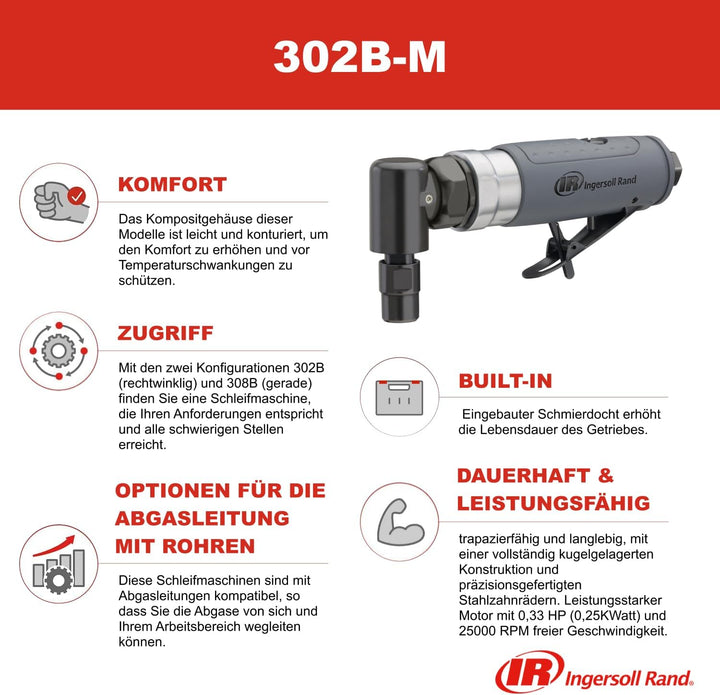 Ingersoll Rand 302B-M Druckluft Winkelschleifer - Leistungsstarkes, leichtes Werkzeug zur Metall- un