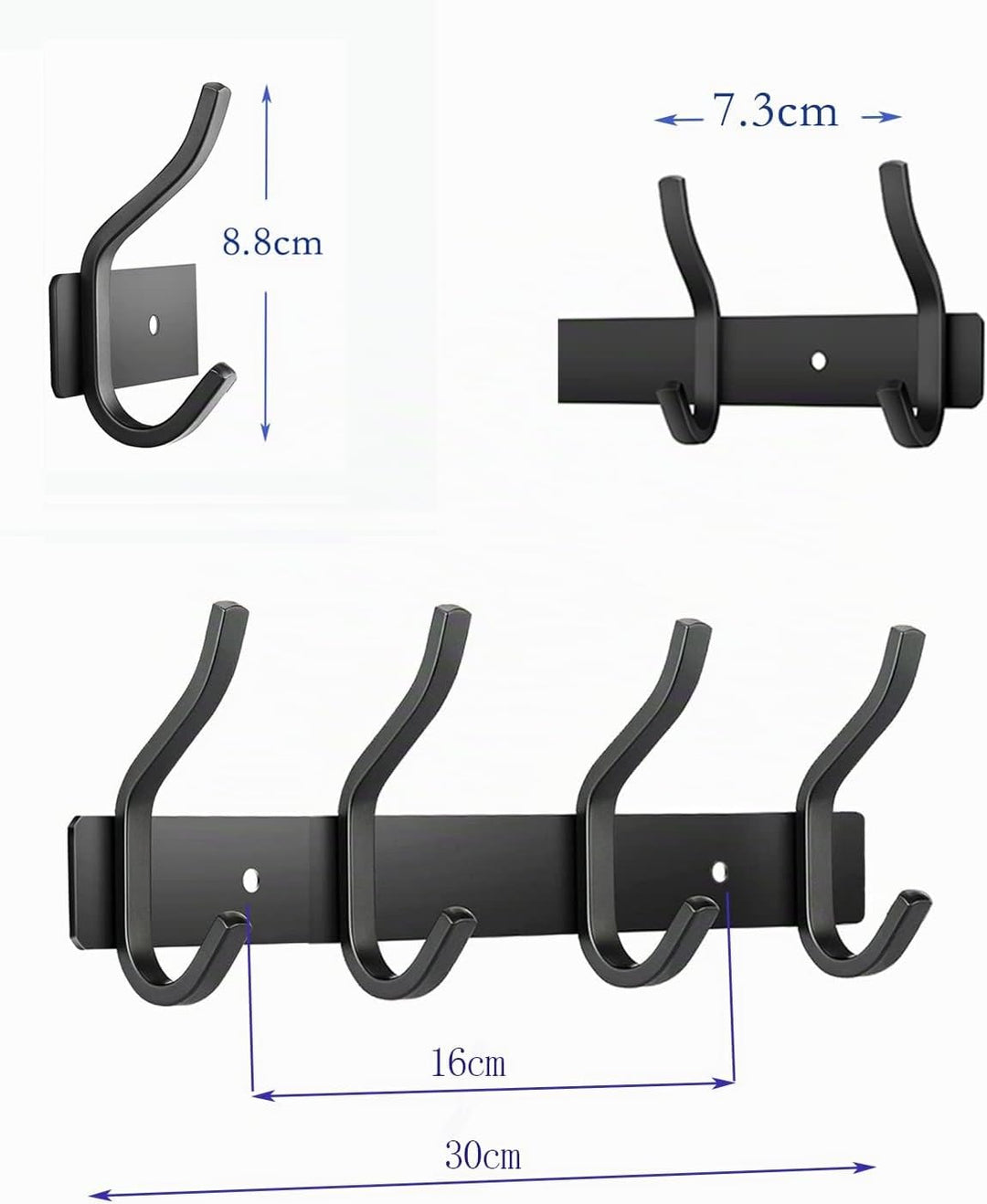 Garderobenhaken Edelstahl, Hakenleiste Kleiderhaken Wand mit 4 Haken, Garderobe Garderobenleiste Wan