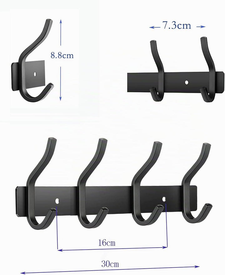 Garderobenhaken Edelstahl, Hakenleiste Kleiderhaken Wand mit 4 Haken, Garderobe Garderobenleiste Wan