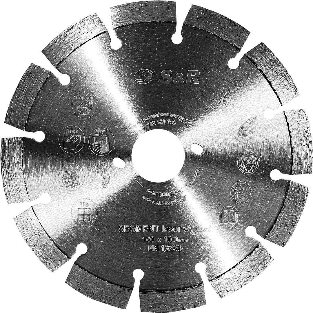 S&amp;R Diamanttrennscheibe 150mm, Segment, für Fensterrenovierung mit BEPo, Alu Fenster, Holzfenster, K