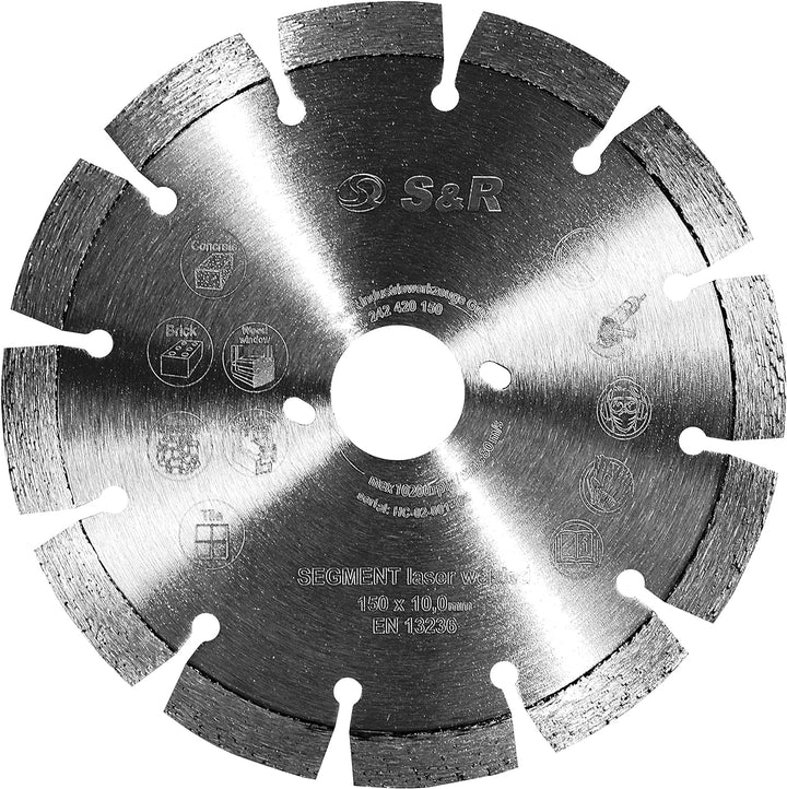 S&amp;R Diamanttrennscheibe 150mm, Segment, für Fensterrenovierung mit BEPo, Alu Fenster, Holzfenster, K