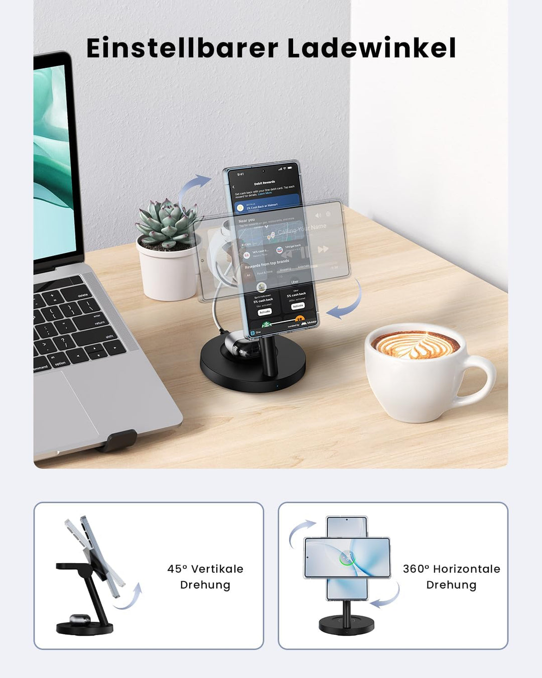 JoyGeek Magnetisch Induktive Ladestation für Samsung 4 in 1, Qi2.2 25W Fast Mag-Safe Ladegerät für G