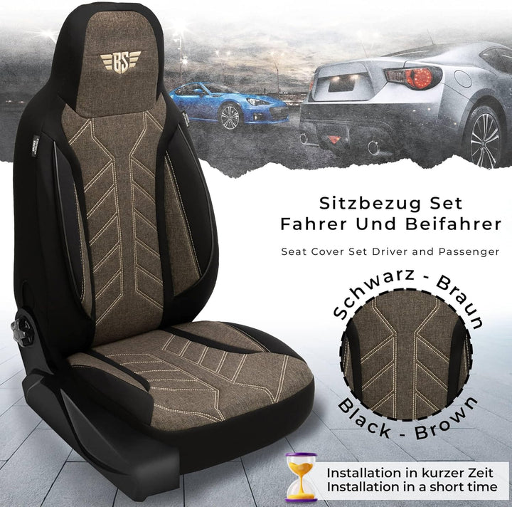 BREMER SITZBEZÜGE Mass Sitzbezüge Schonbezüge für Subaru XV 2 PLKT212 PLKT212 - Schwarz/Braun XV 2,