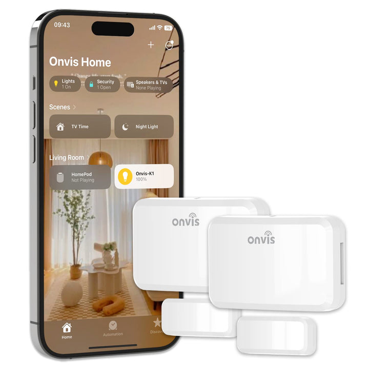 ONVIS Smarter Tür- und Fenstersensor, Door Window Kontaktsensor für Fenster, Bluetooth, Thread, Mitt