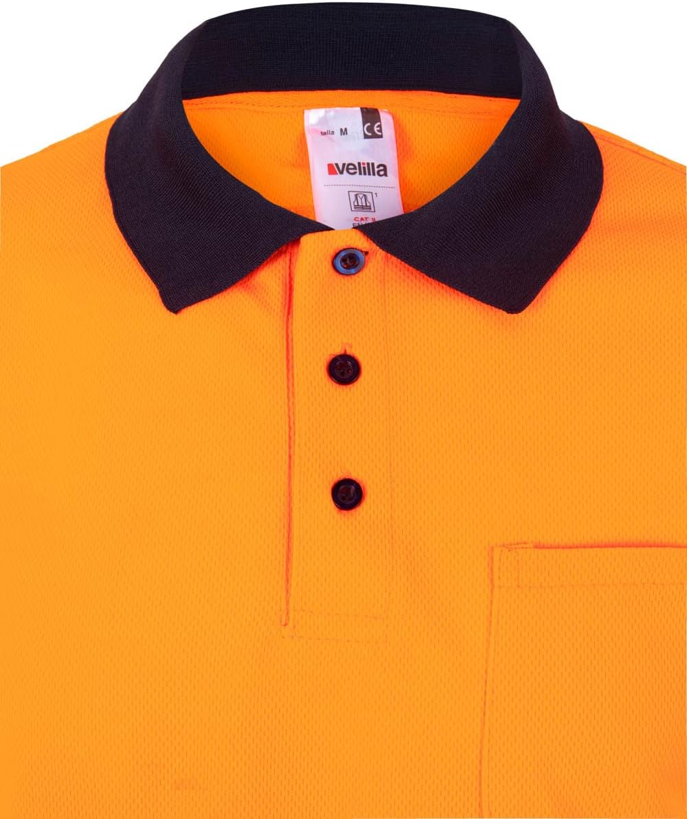 Velilla 175 - Signalshirt, langärmelig (Grösse M) Farbe marineblau und orange fluoreszierend M Azul