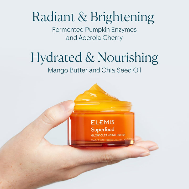 Elemis Superfood Glow Cleansing Butter, Pumpkin Glow Facial Cleanser, Cleanses, Brightens, Nourishes