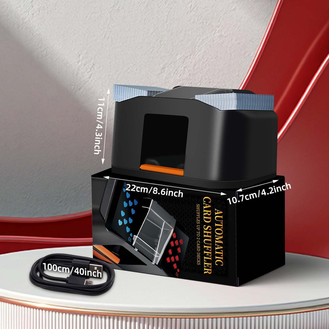 QUICARD Elektrischer Kartenmischer – Geräuscharmer & Wiederaufladbar (2000 mAh) – Mischt 2 Kartensät