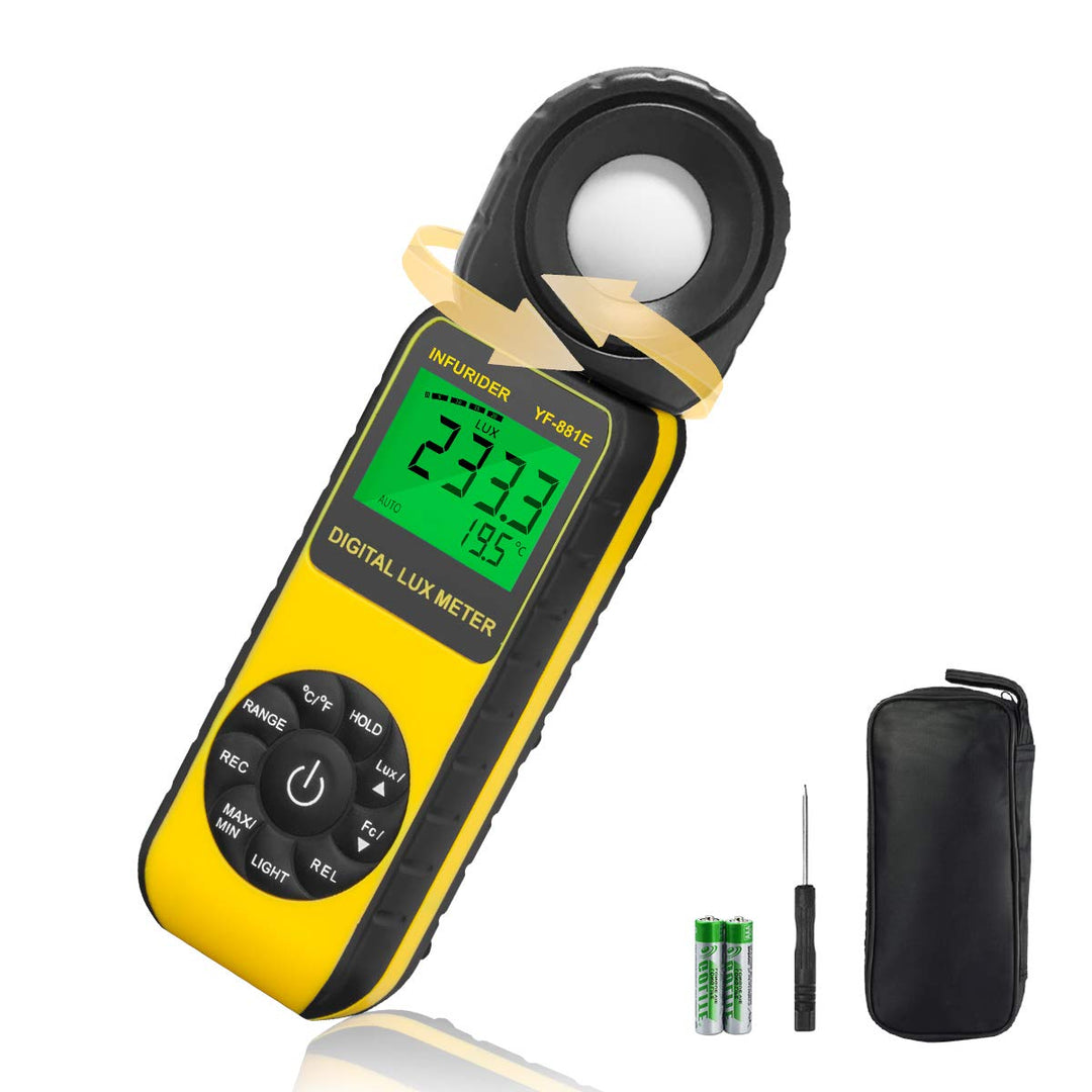 INFURIDER Digitale Luxmeter Lichtmessung mit 300,000 Lux Lichtmessgerät Beleuchtungsmessgerät,270° D