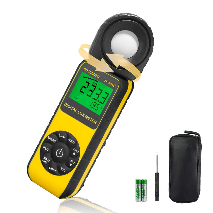 INFURIDER Digitale Luxmeter Lichtmessung mit 300,000 Lux Lichtmessgerät Beleuchtungsmessgerät,270° D