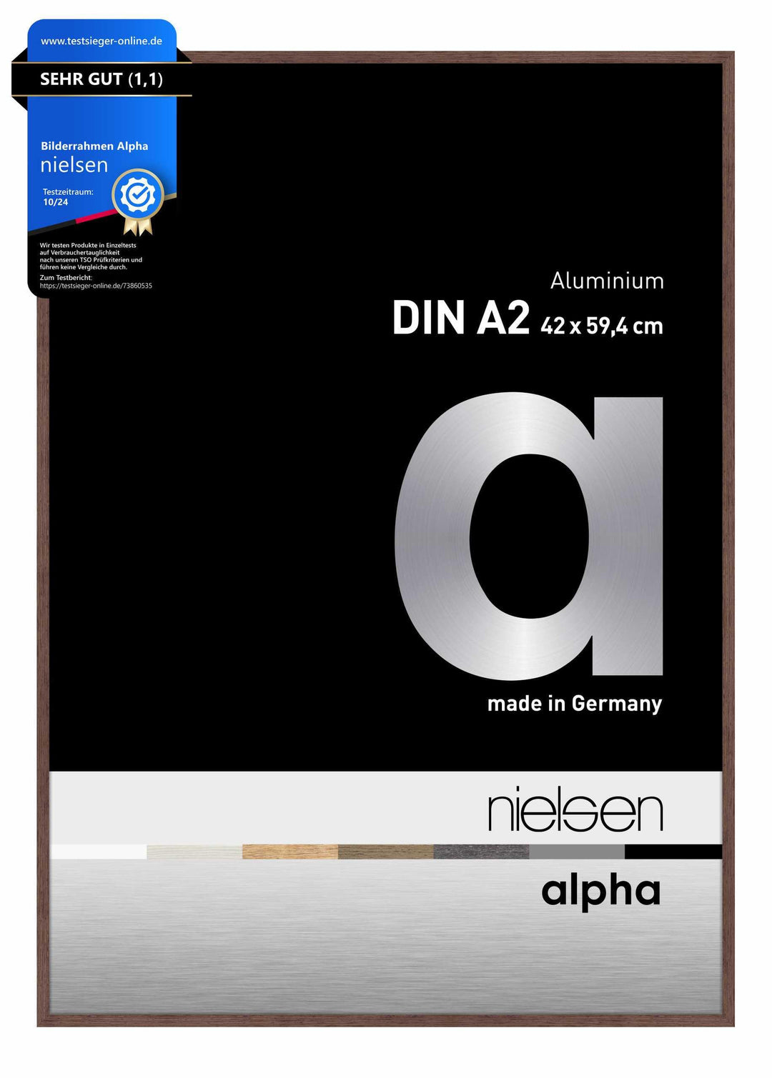 nielsen Aluminium Bilderrahmen Alpha, 42x59,4 cm (A2), Wengé Hell Wengé Hell 42 x 59,4 cm (A2), Weng