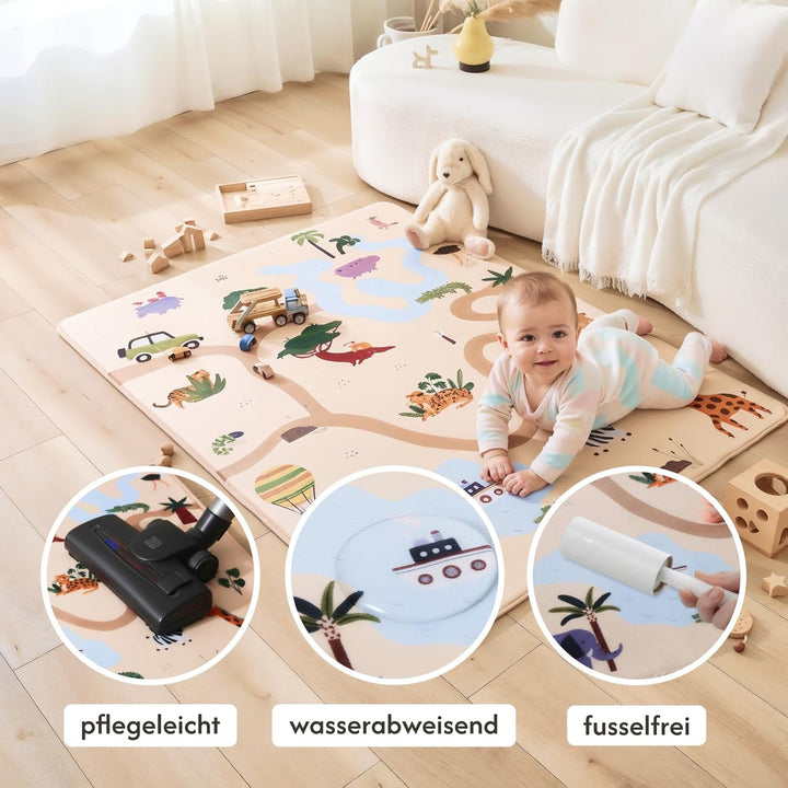 Wolkenweiche Matte Baby 160x120x1,5cm – Kinderzimmer Teppich mit hochwertigem Memory-Schaum – Krabbe