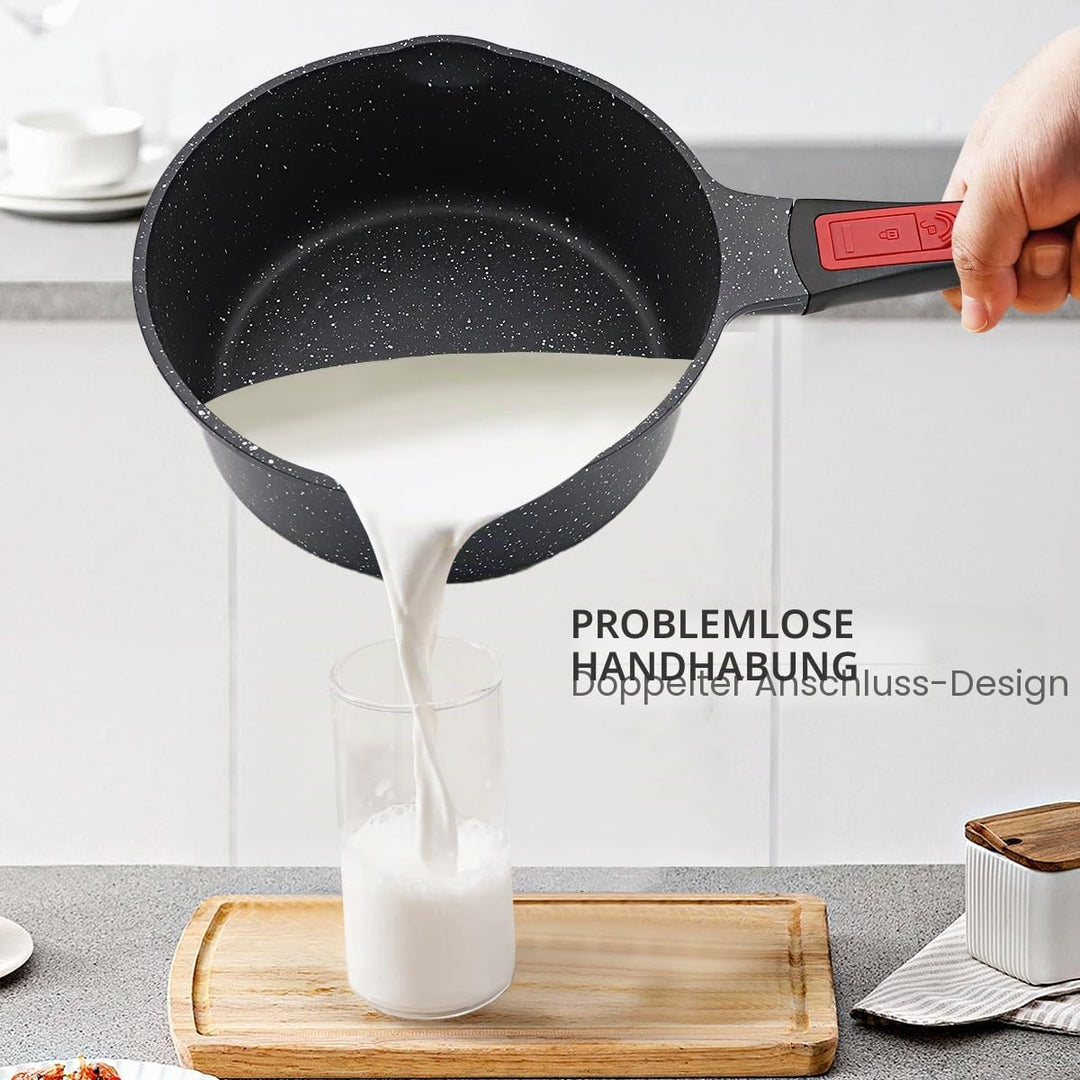 AIKENBBKK Stielkasserolle mit Deckel, antihaftbeschichtet, 2,3 l, kleine Sossentopf zum Kochen, Milc
