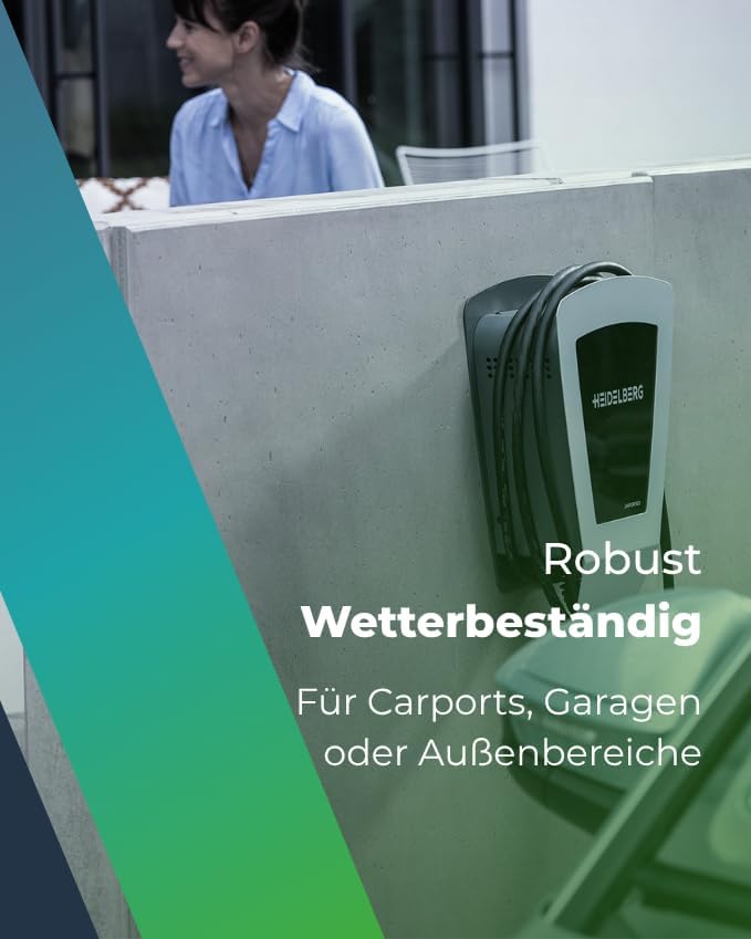HEIDELBERG Wallbox 11 kW mit Typ 2 Ladekabel | Made in Germany | Einfache Installation, wetterfestes