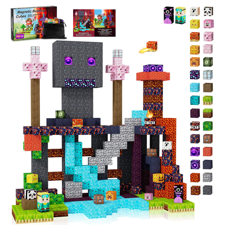 JOMBY Magnetische Bausteine - 208 Teile Magnetbausteine Set, Kreative STEM Spielzeug für Kinder 3+,