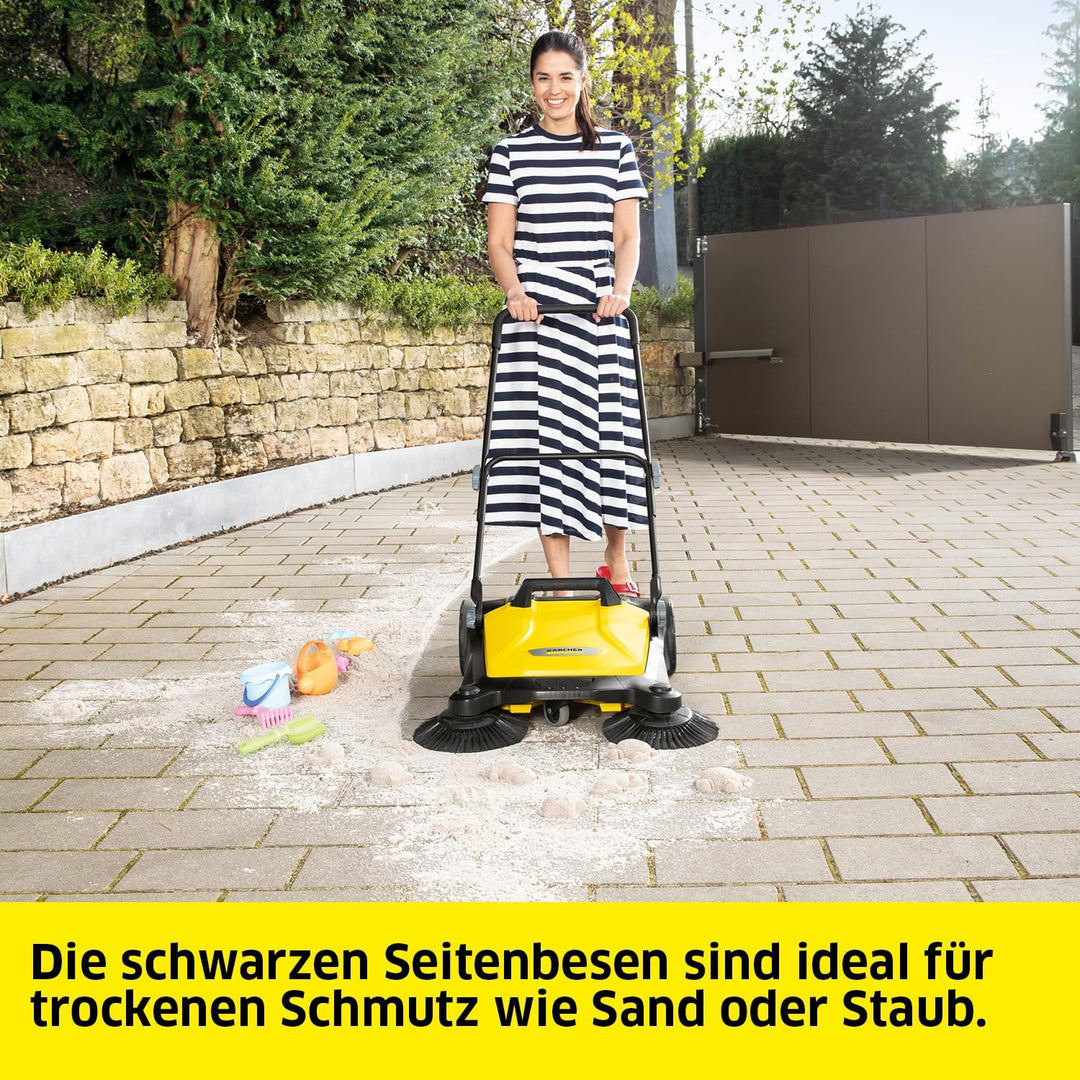 Kärcher Kehrmaschine S 4 Twin 2-in-1, gelb/schwarz, (Max. Flächenleistung: 2400m²/h, 2 Seitenbesen,