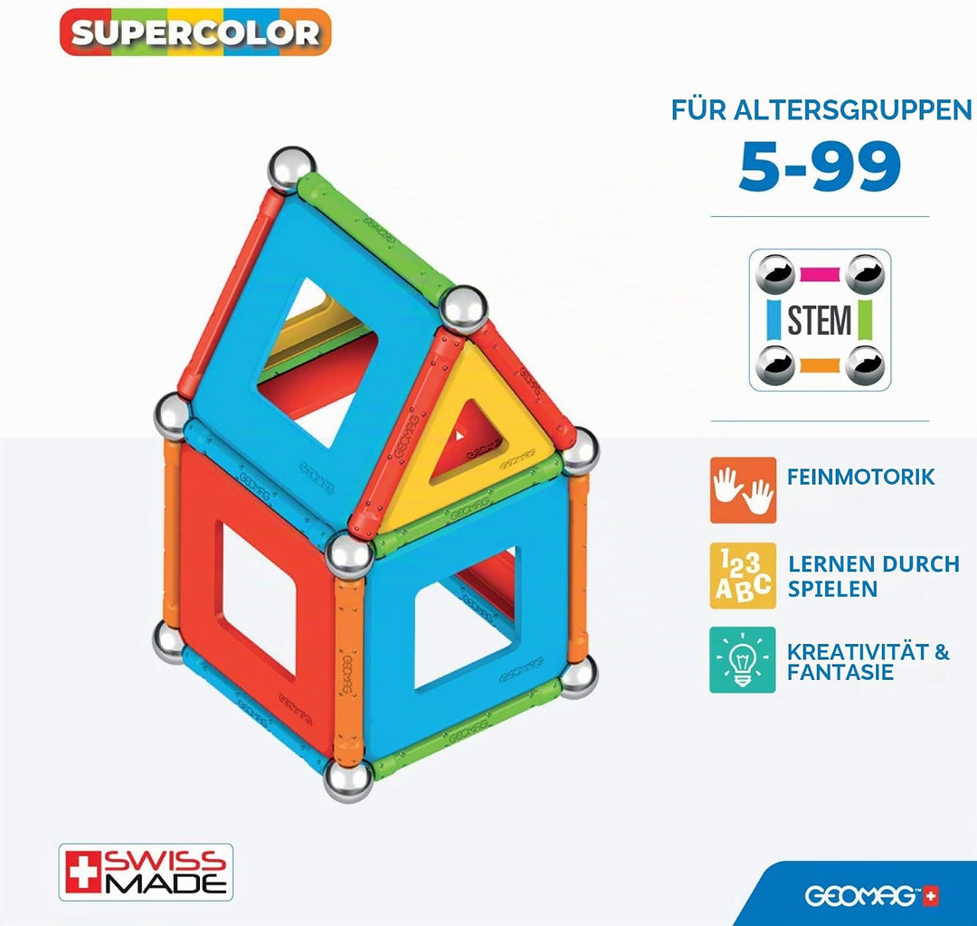 Geomag - Supercolor Magnetic Constructions for Kids, Magnetic Toy, Green Collection 100% Recycled Pl