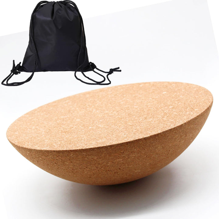 Healfith Balance Board Halbkugel aus Massivem Kork, Hochwertige Fitness Halbkugel aus Kork für Balan