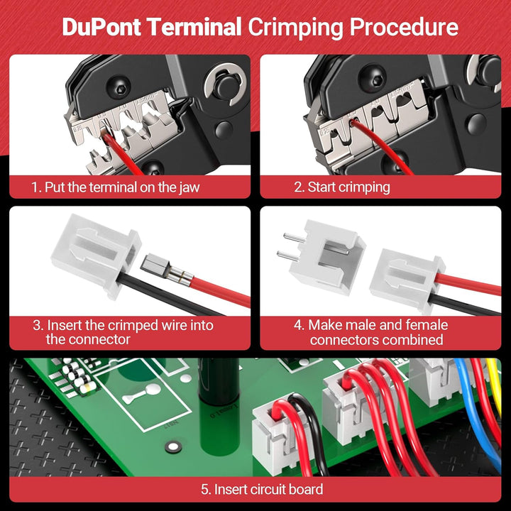 Crimpzange,0.25–1.5 mm² (AWG23–16) Crimpzangen, ideal für Steckverbinder von JST, DuPont, AMP, Deuts