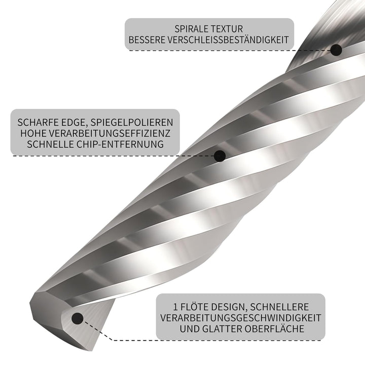 5 Stück Schaftfräser 3,175 mm Schaft Downcut 17 mm Schnittlänge CNC Fräser Nutfräser aus Hartmetall
