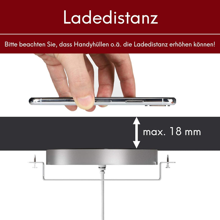 kalb | QI Unterbau und Einbau Ladegerät grau Ladedistanz 3-18 mm Smart Wireless