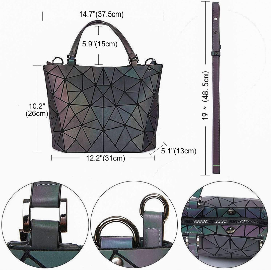 FZChenrry Geometrische Tasche Reflektierende Handtasche Damen Holographic Schultertasche Reflektiere