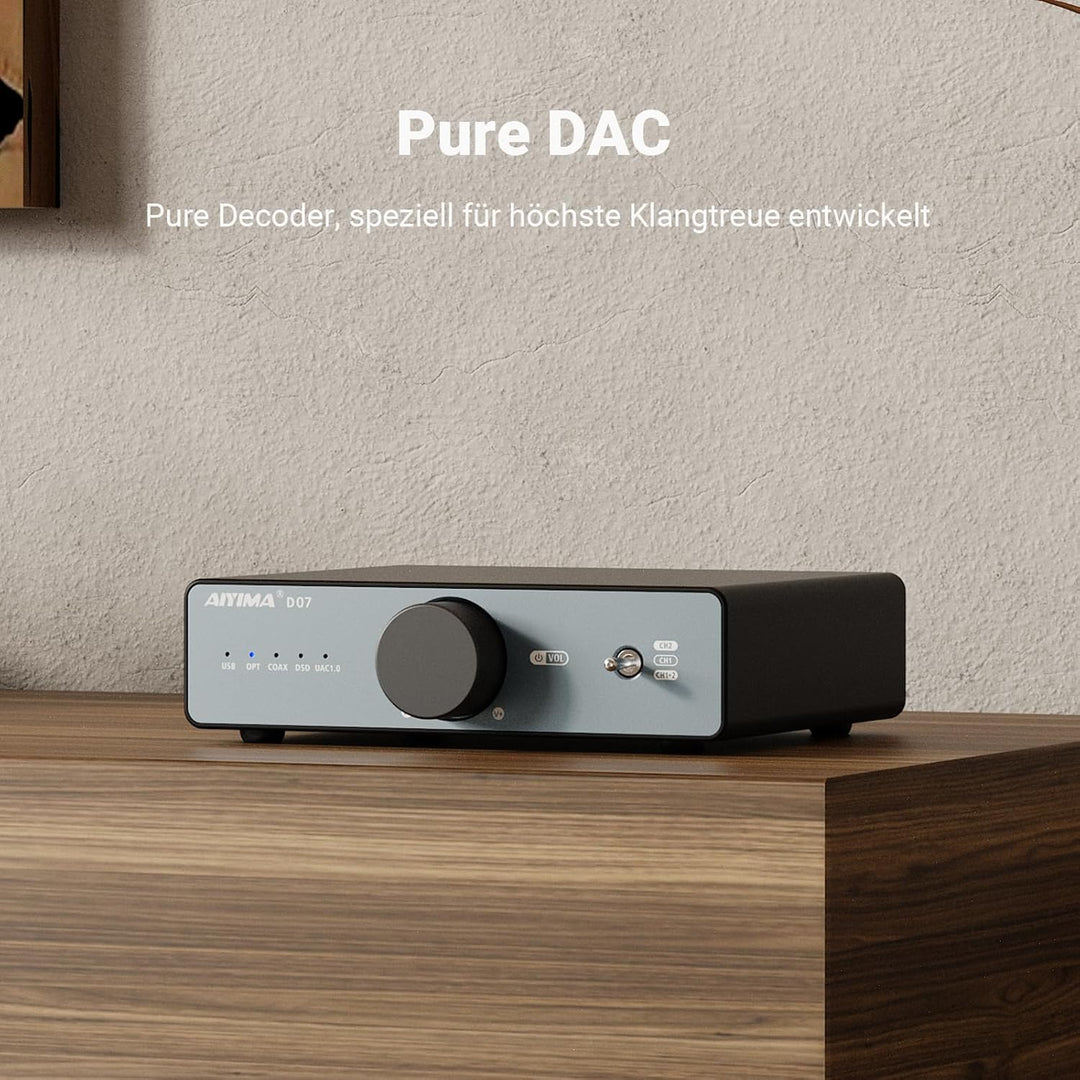 AIYIMA D07 Mini-Desktop-HiFi-DAC Digital-Analog-Audio-Wandler-Decoder AK4493S für Heimstereo-Verstär