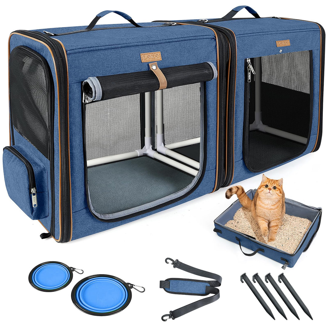 Lekeinchi 2-in-1 Hundebox Transportbox Katze für Mittelgrosses Haustier, Faltbare Katzentransportbox