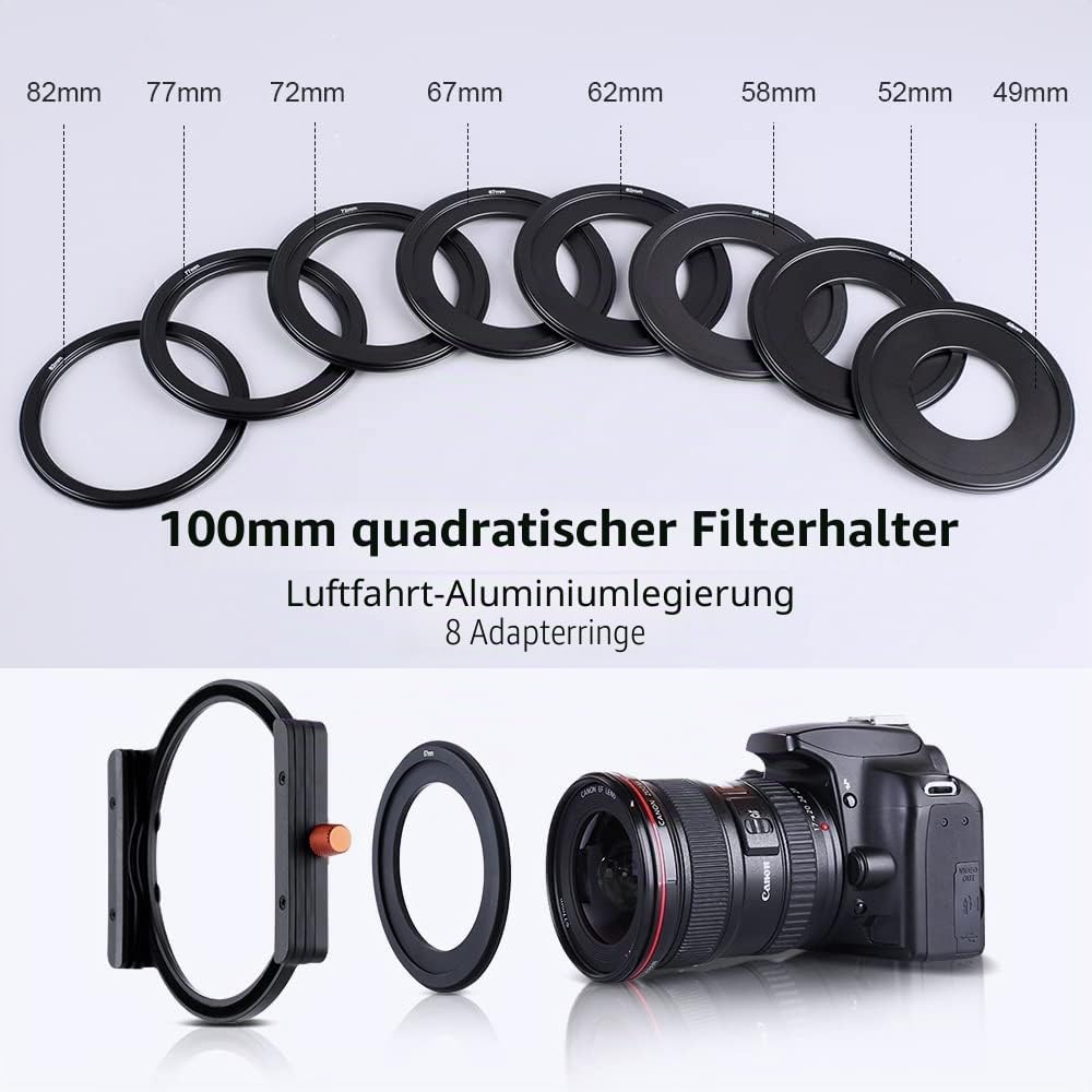 K&F Concept Nano-X Filterhalter Kit Rechteck-Filterhaltersystem(inkl.8er Filter Adapterringe), Filte