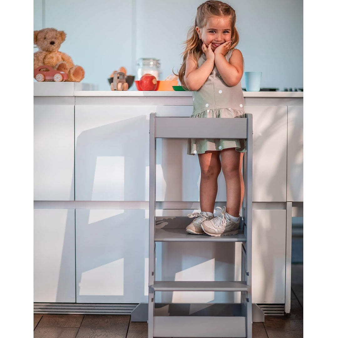 TiSsi Lernturm, Entdeckerturm Montessori mitwachsend Buche- 100539, Storm Grey