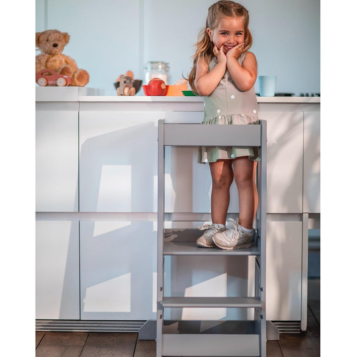 TiSsi Lernturm, Entdeckerturm Montessori mitwachsend Buche- 100539, Storm Grey