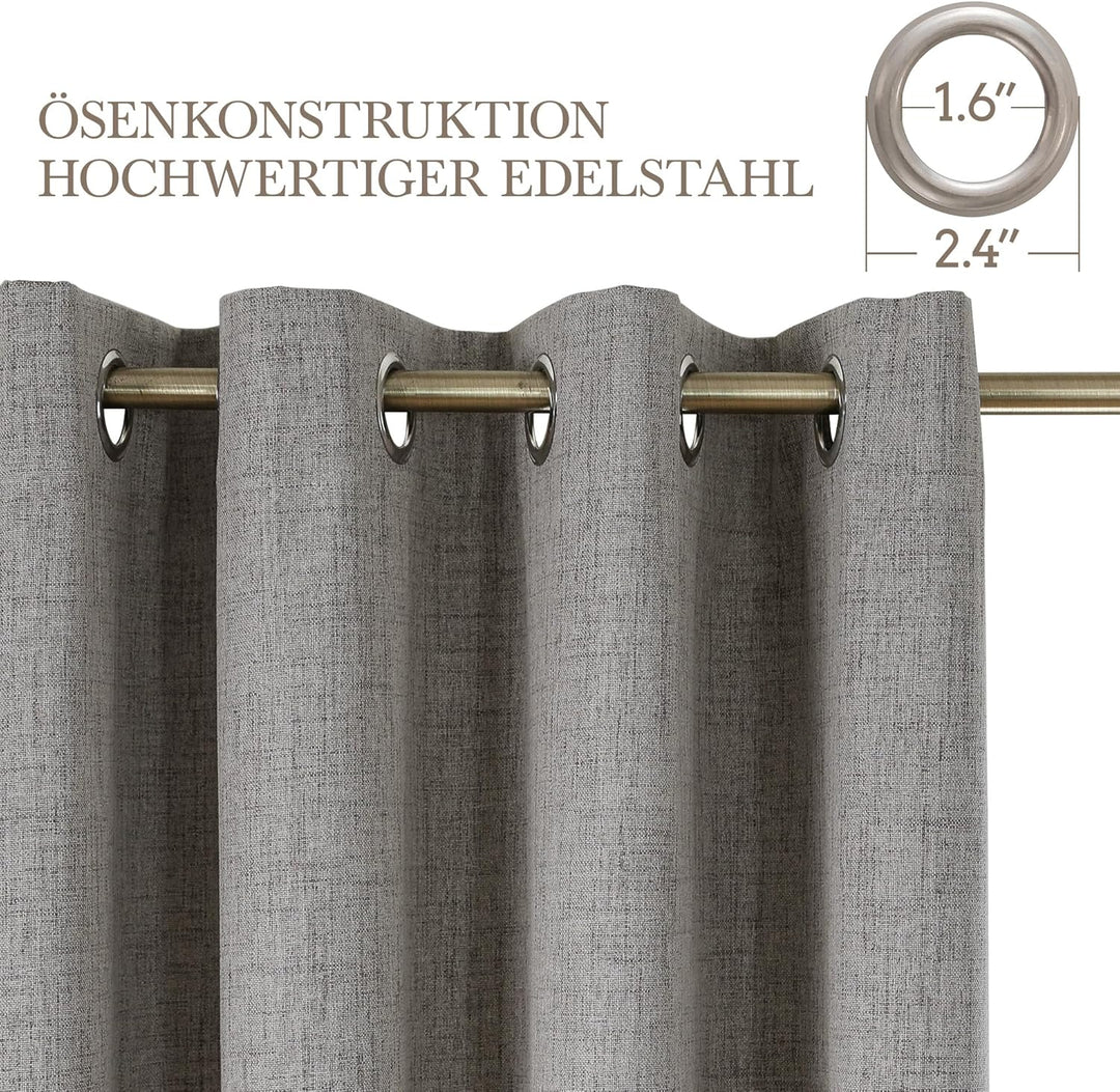CUCRAF Vorhang Blickdicht Gardinen mit Ösen Hellgrau - 100% Verdunklungsvorhang Ösenschal Vorhänge 2
