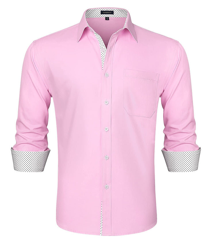 HISDERN Herren Hemd Langarm Regular Fit Oberhemd Für Männer Anzug Business Hochzeit Freizeit Party F