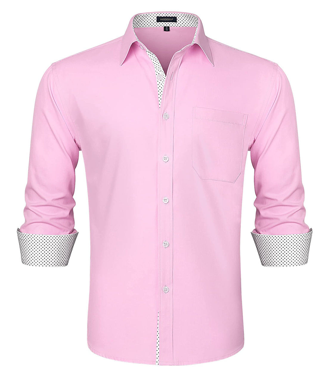 HISDERN Herren Hemd Langarm Regular Fit Oberhemd Für Männer Anzug Business Hochzeit Freizeit Party F