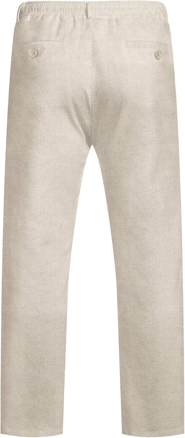 COOFANDY Herren Leinenhose mit Kordelzug Leicht Sommerhose Freizeithose Einfarbig Hose Lang für Männ
