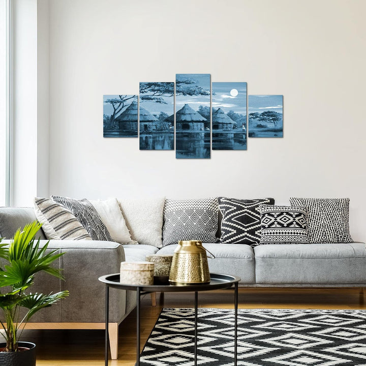 Runa Art Wandbilder Afrika Massai 5 Teilig Bild auf Vlies Leinwand Deko Wohnzimmer Schlafzimmer Sonn