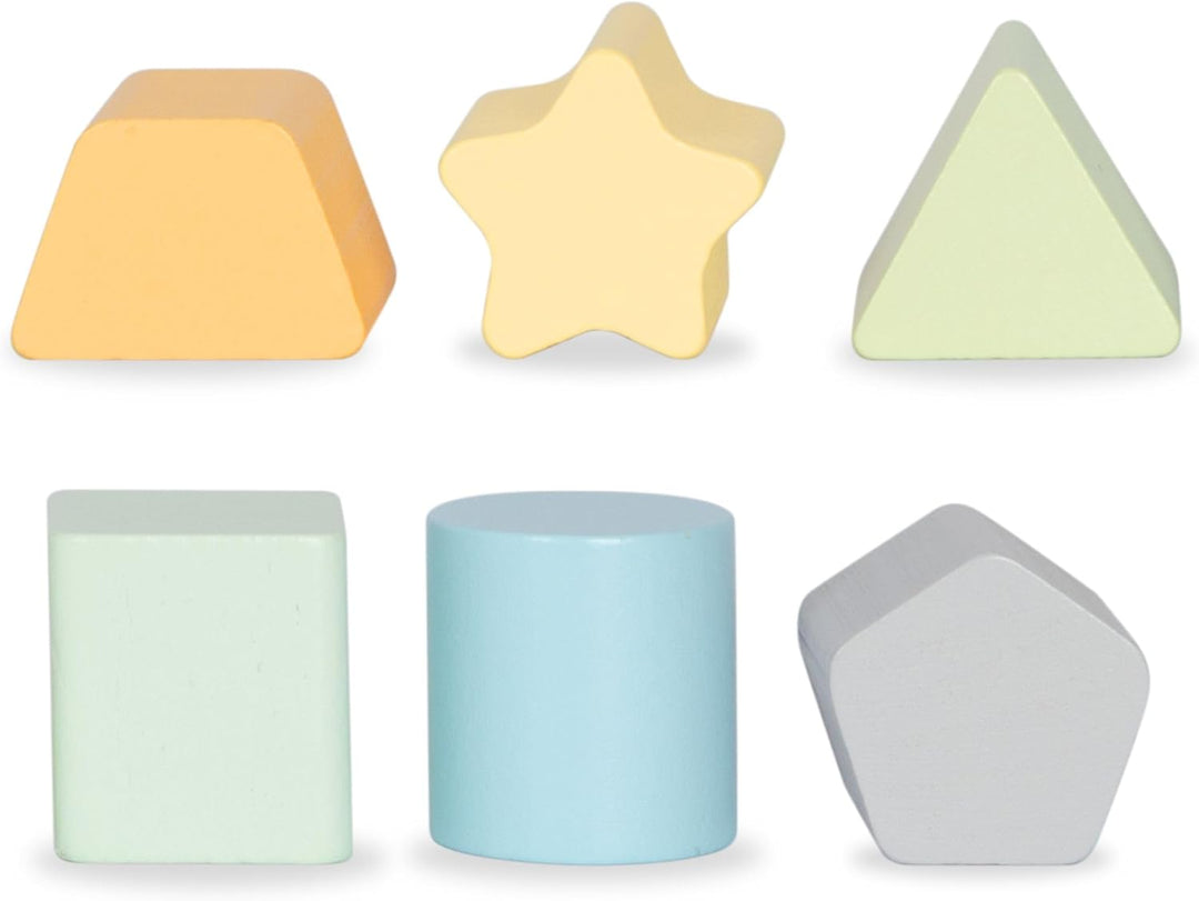 Mamabrum Holzläufer für Kinder, 2in1 Puder, Motorikwürfel, Frühkindspielzeug: Reiter, Sorter, Labyri