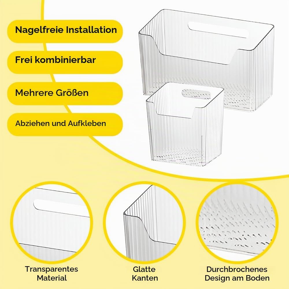 Küchenschranktür Organizer, 4 Stück Küchenschranktür Aufbewahrungsbox, Selbstklebendes Wandbox, Wand