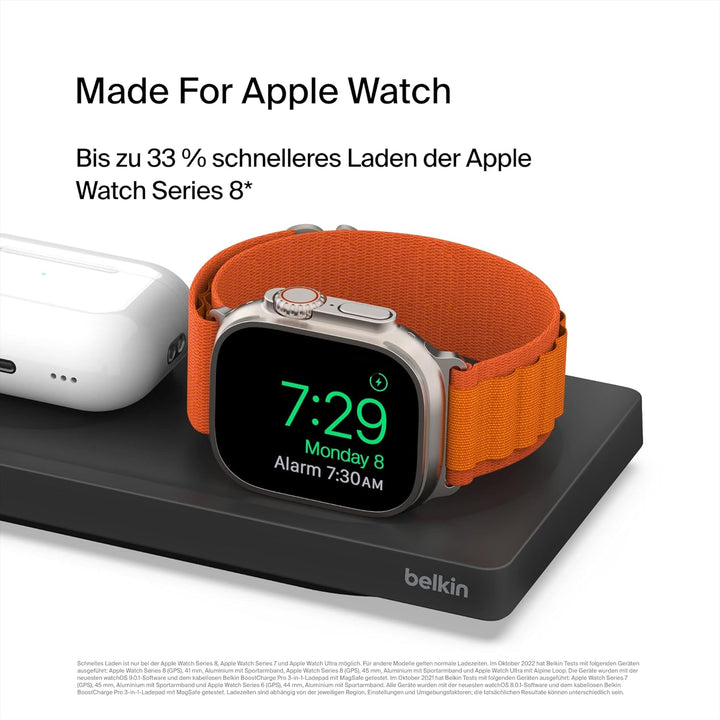 Belkin MagSafe drahtloses 3-in-1-Ladegerät, MFi-zertifiziertes Ladepad, MagSafe Ladestation für die
