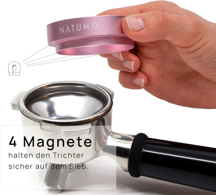 NATUMO – Siebträger Dosierring 58mm, Barista Zubehör, magnetischer Siebträger Trichter, Coffe Dosing