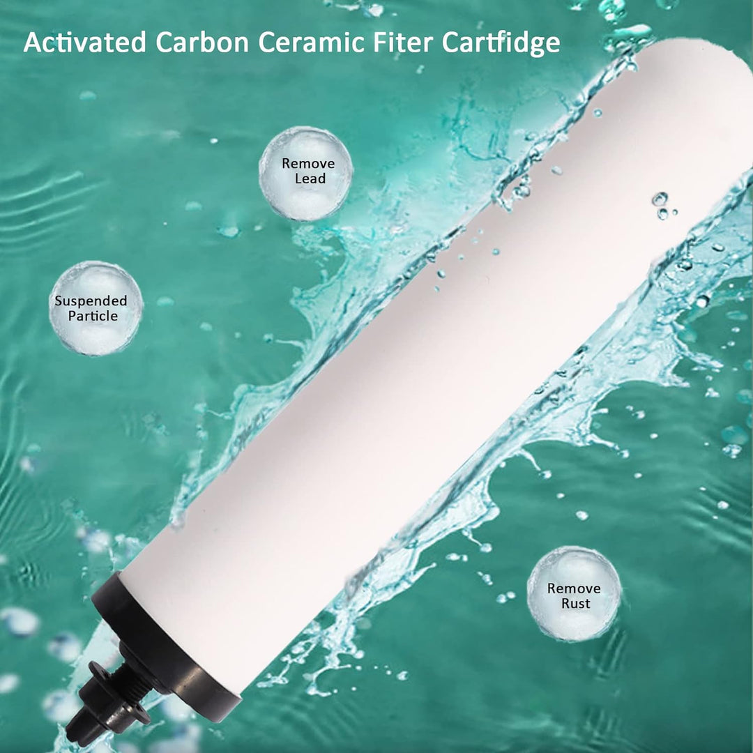 HUINING Kerzen-Keramikfilter, Schwerkraft-Wasserfiltrationssystem, Haushaltseimer, Kühler-Filtration