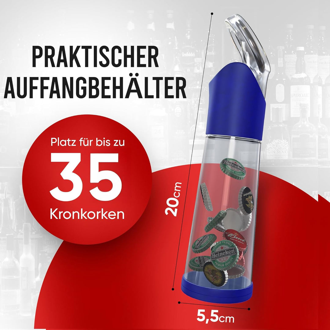 wortek Flaschenöffner mit Auffangbehälter Getränkeöffner Geschenke für Männer Weihnachten - Bier Ges