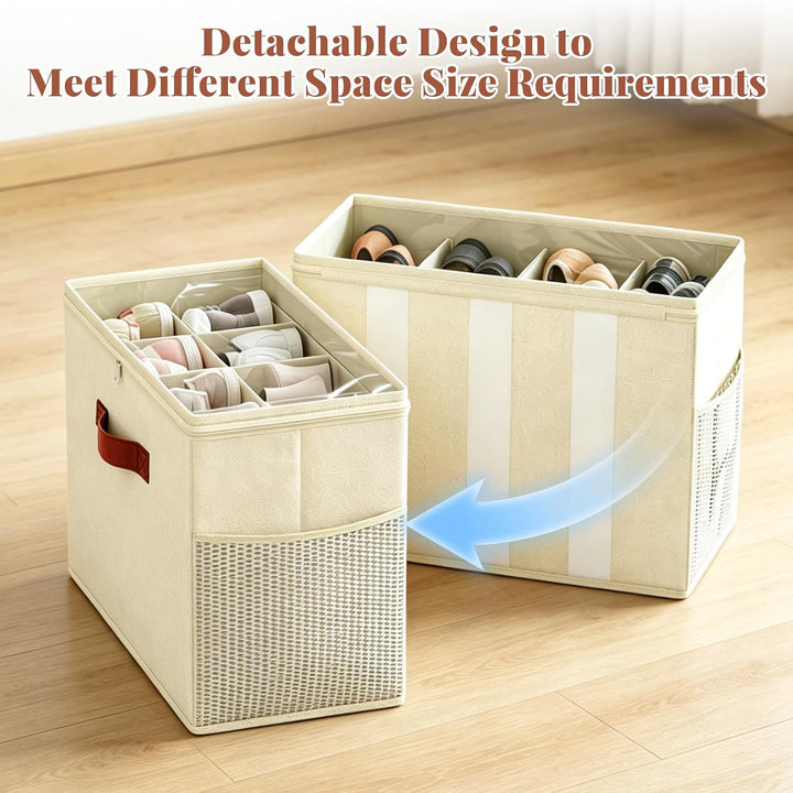 4er-Set Schuh-Organizer, Faltbare Stoff-Schuhkisten mit Griff, Aufbewahrungsbox für den Schrank, für