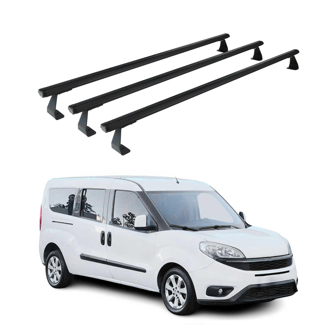 OMAC Heavy Duty Dachträger Querträger kompatibel mit FIAT Doblo II 2010-2021 – 3 Stangen – Aluminium