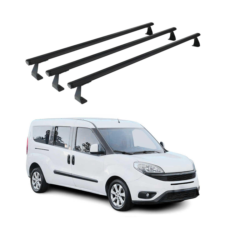 OMAC Heavy Duty Dachträger Querträger kompatibel mit FIAT Doblo II 2010-2021 – 3 Stangen – Aluminium
