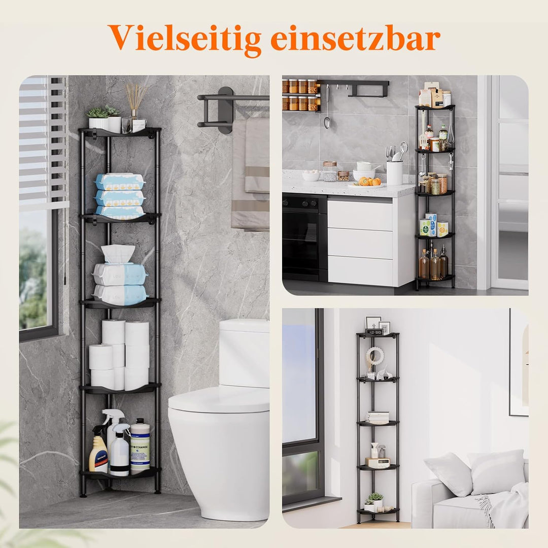 Lifewit Duschablage Stehend, 5 Ablagen Kunststoff Duschregal Ohne Bohren, Höhen Verstellbar Duschreg