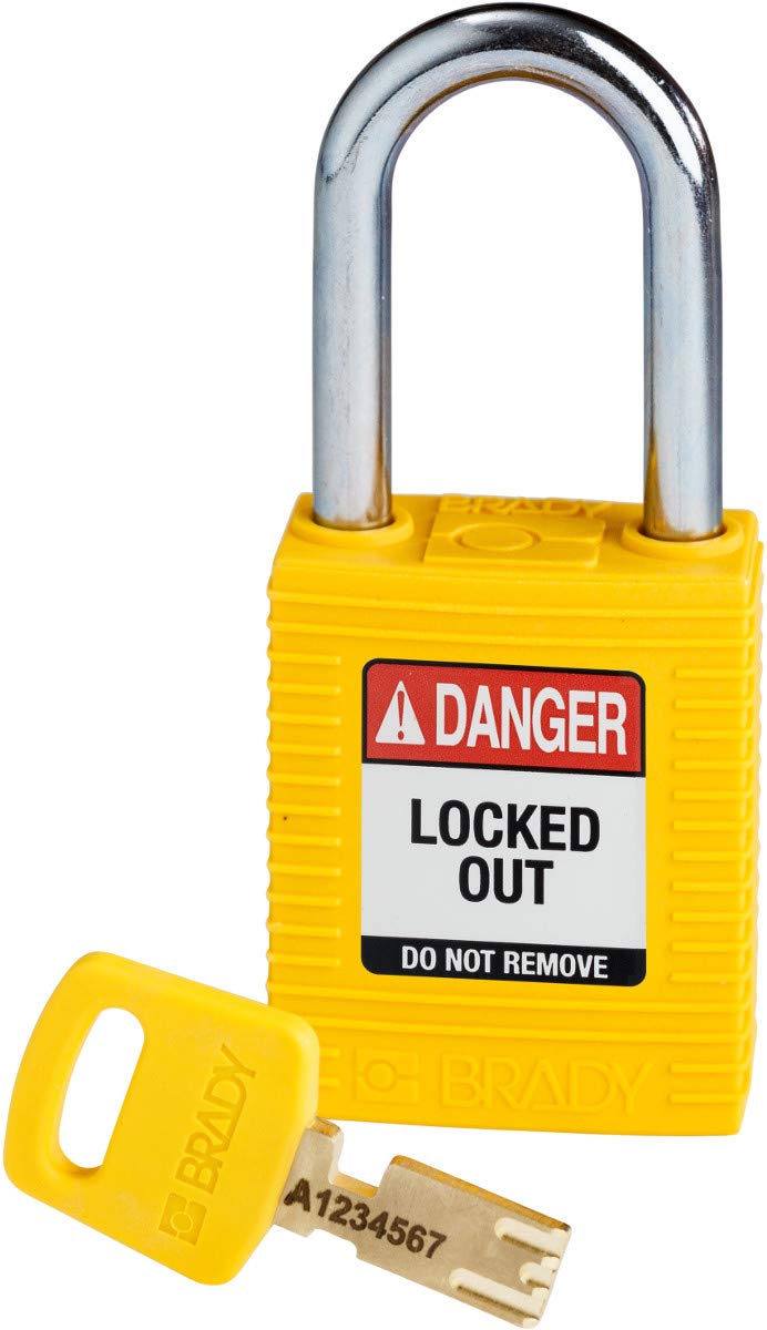 Brady (NYL-YLW-38ST-KD) SafeKey Nylon Lockout-Vorhängeschloss Mit Stahl Bügel 38.00 mm Gelb KD - Ver