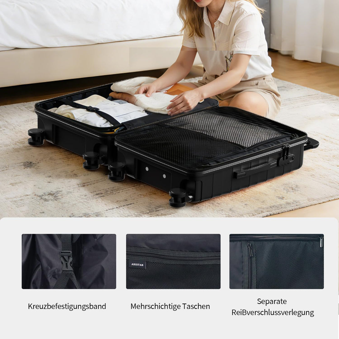 Hartschalenkoffer Mittelgross aus Polypropylen - Leicht Reisekoffer M Schwarz, M Schwarz