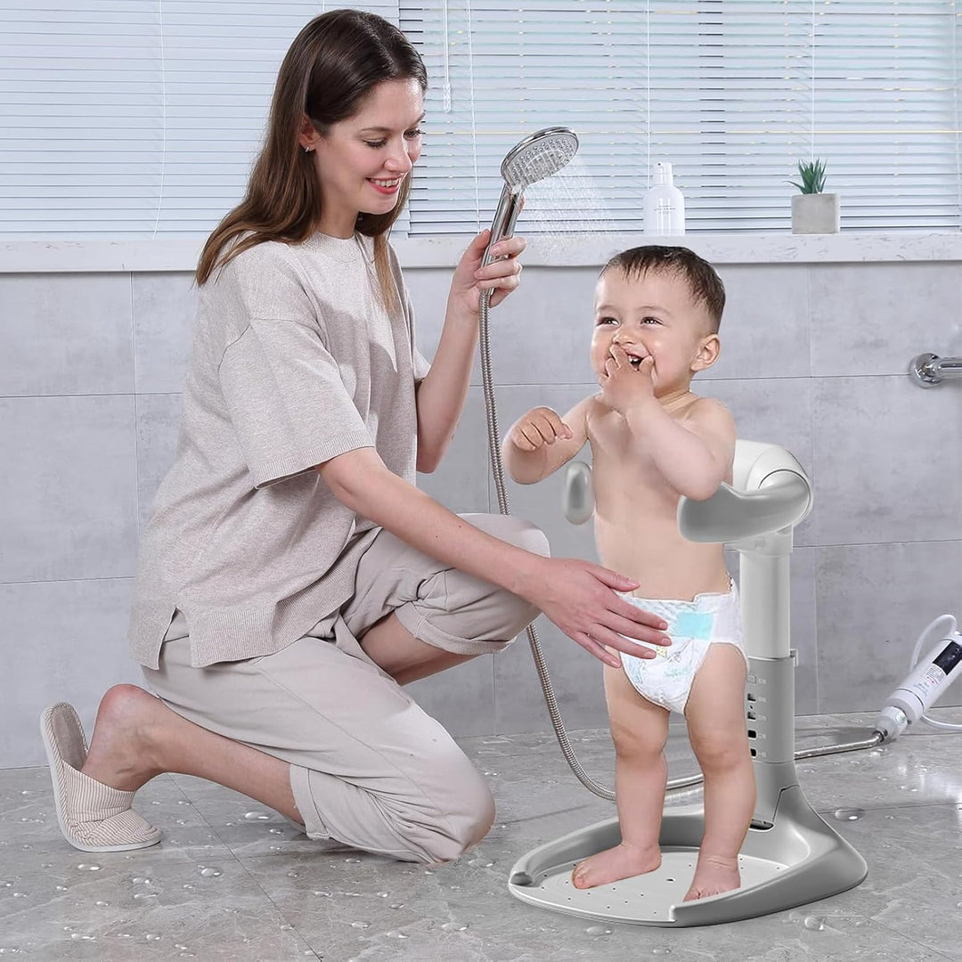 Baby-Badewannenständer, Stehstütze für Babypartys mit verstellbarer Höhe und Armlehne, tragbarer Bad
